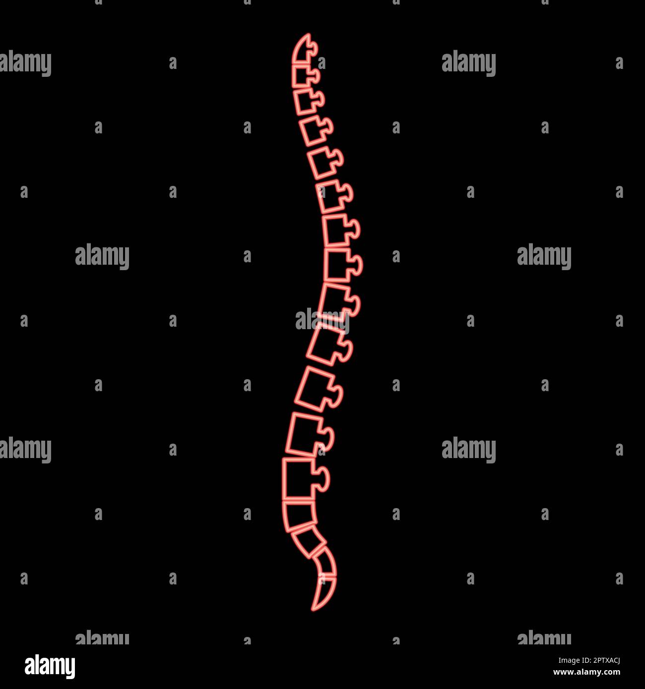 Colonne vertébrale fluo colonne vertébrale humaine vue latérale vertèbres dorsales vertèbres rouges illustration vectorielle style plat Illustration de Vecteur