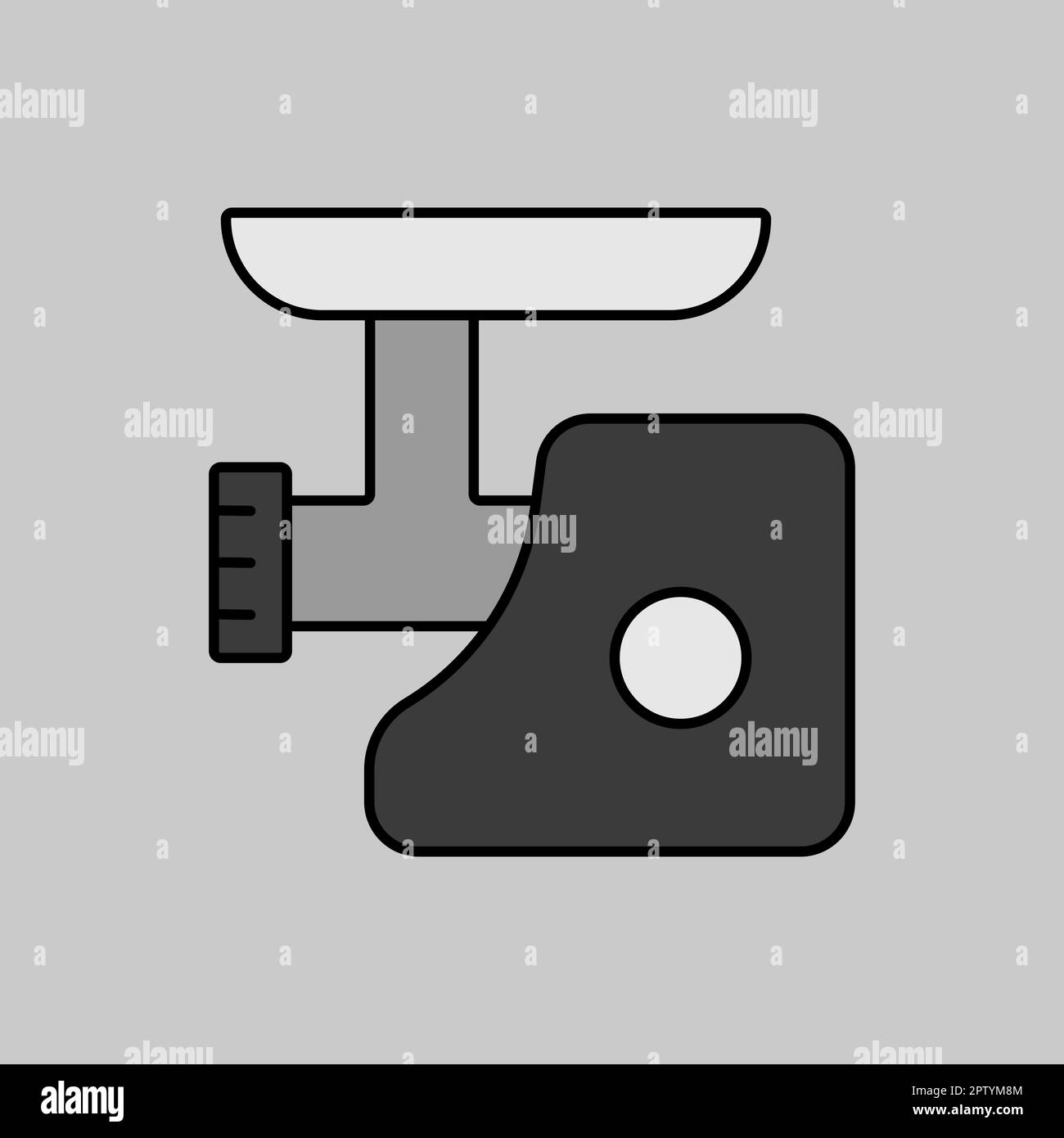 Icône de gamme de gris vecteur pour broyeur à viande électrique. Appareil électrique de cuisine. Symbole graphique pour la conception du site Web de cuisine, le logo, l'application, l'interface utilisateur Banque D'Images