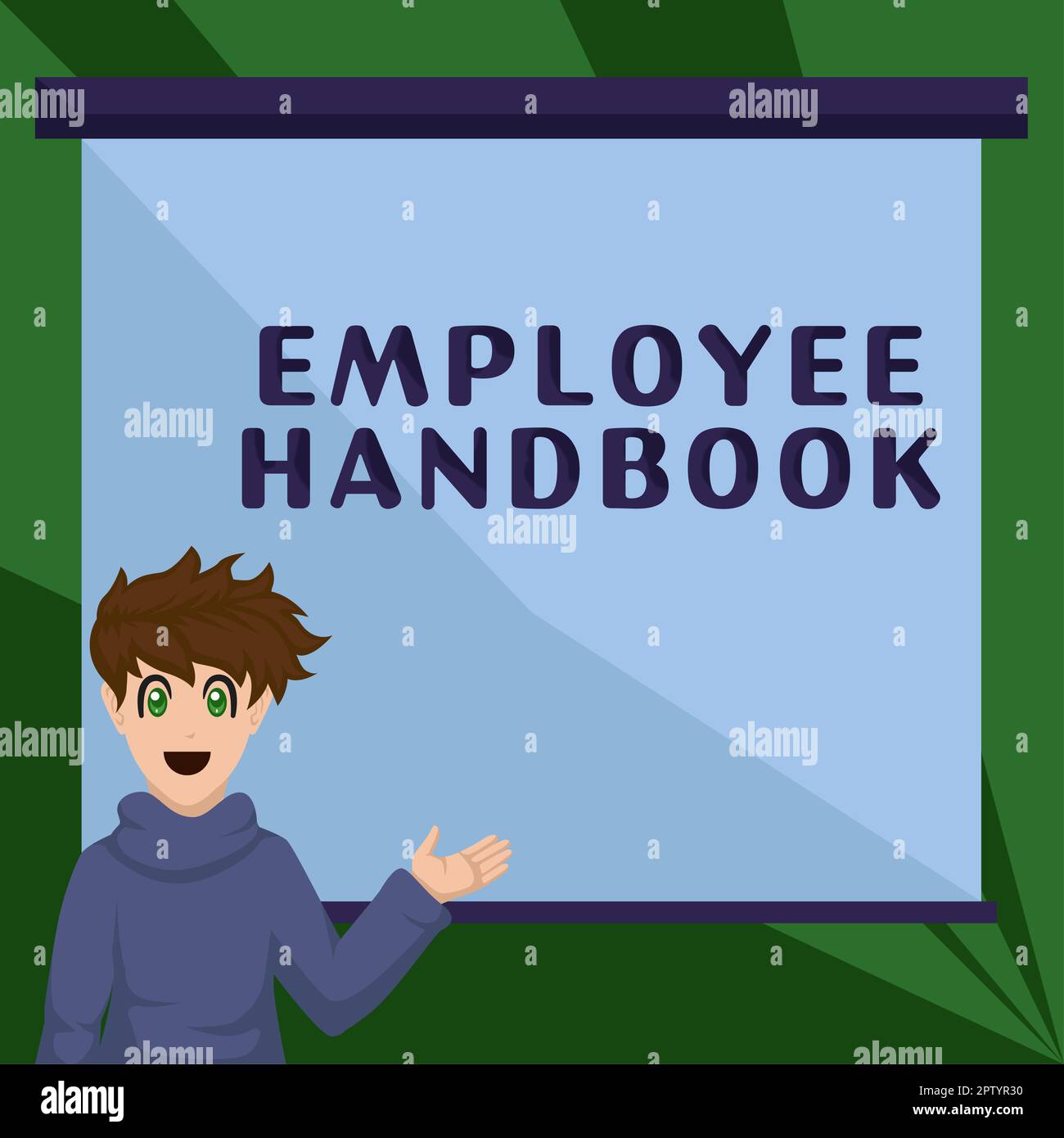 Rédaction affichant le texte Manuel de l'employé, Présentation de l'entreprise Manuel du document règles Guide Code de politique Banque D'Images