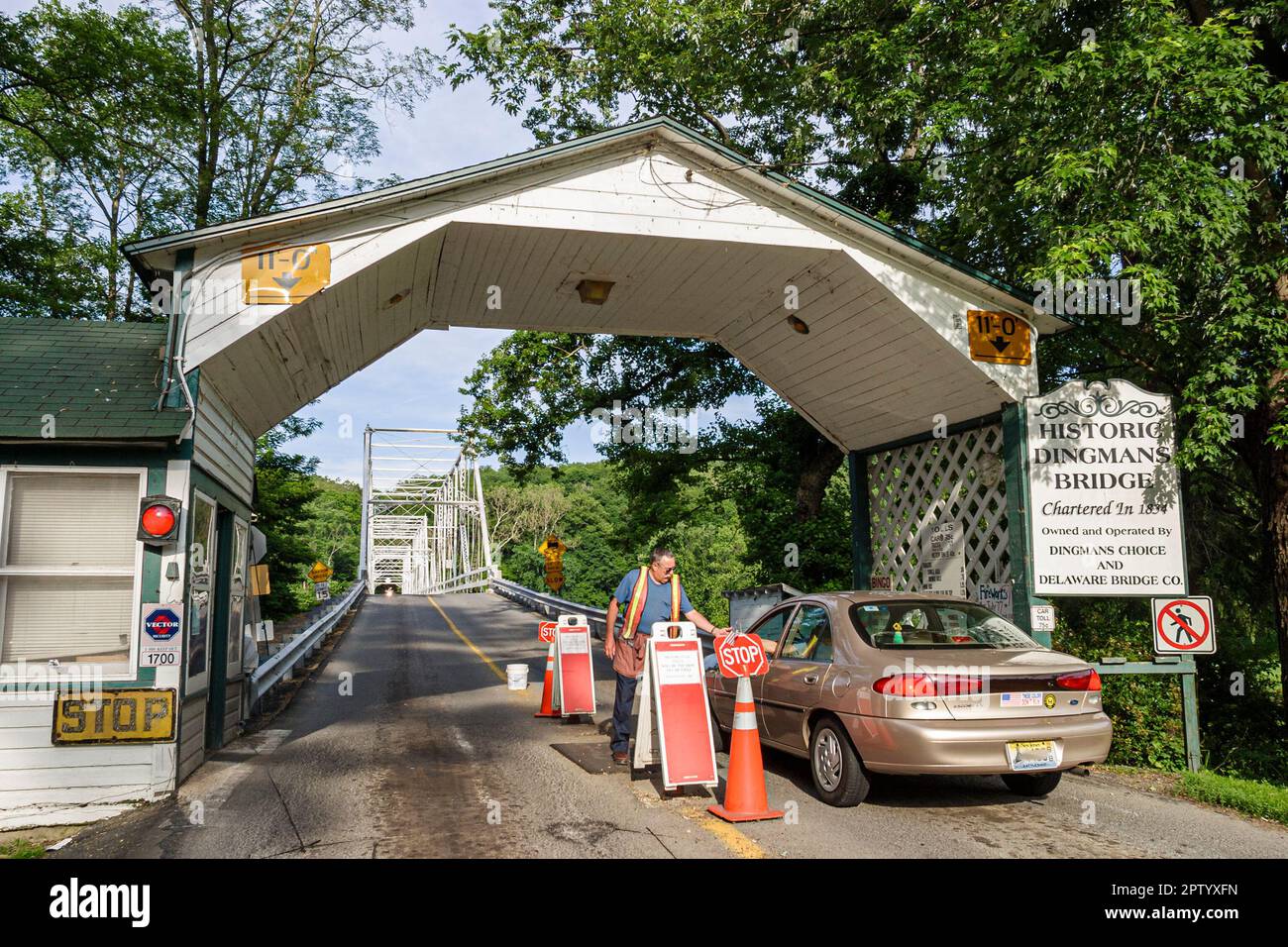 Pocono Mountains Poconos Pennsylvania Delaware Water Gap National Recreation Area, Dingman's Ferry Toll Bridge, Banque D'Images