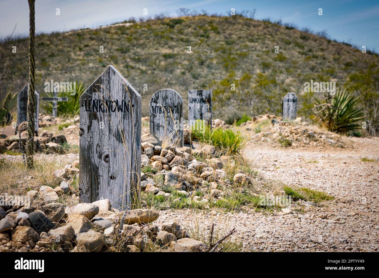 Boothill, à Tombstone, en Arizona, est devenu un surnom pour le « cimetière de la vieille ville » en référence au nombre d'hommes qui sont morts avec leurs bottes. Voici jus Banque D'Images