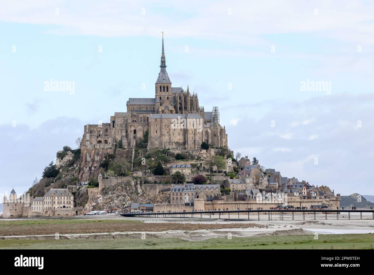 Célèbre,populaire,attraction,touristique,le Mont Saint Michel,Mont Saint Michel,France,Français,Europe,européen, site du patrimoine mondial de l'UNESCO,sur,la,frontière,entre,la,Normandie,Normandie,et,la,Bretagne,baie,côte,côtière Banque D'Images