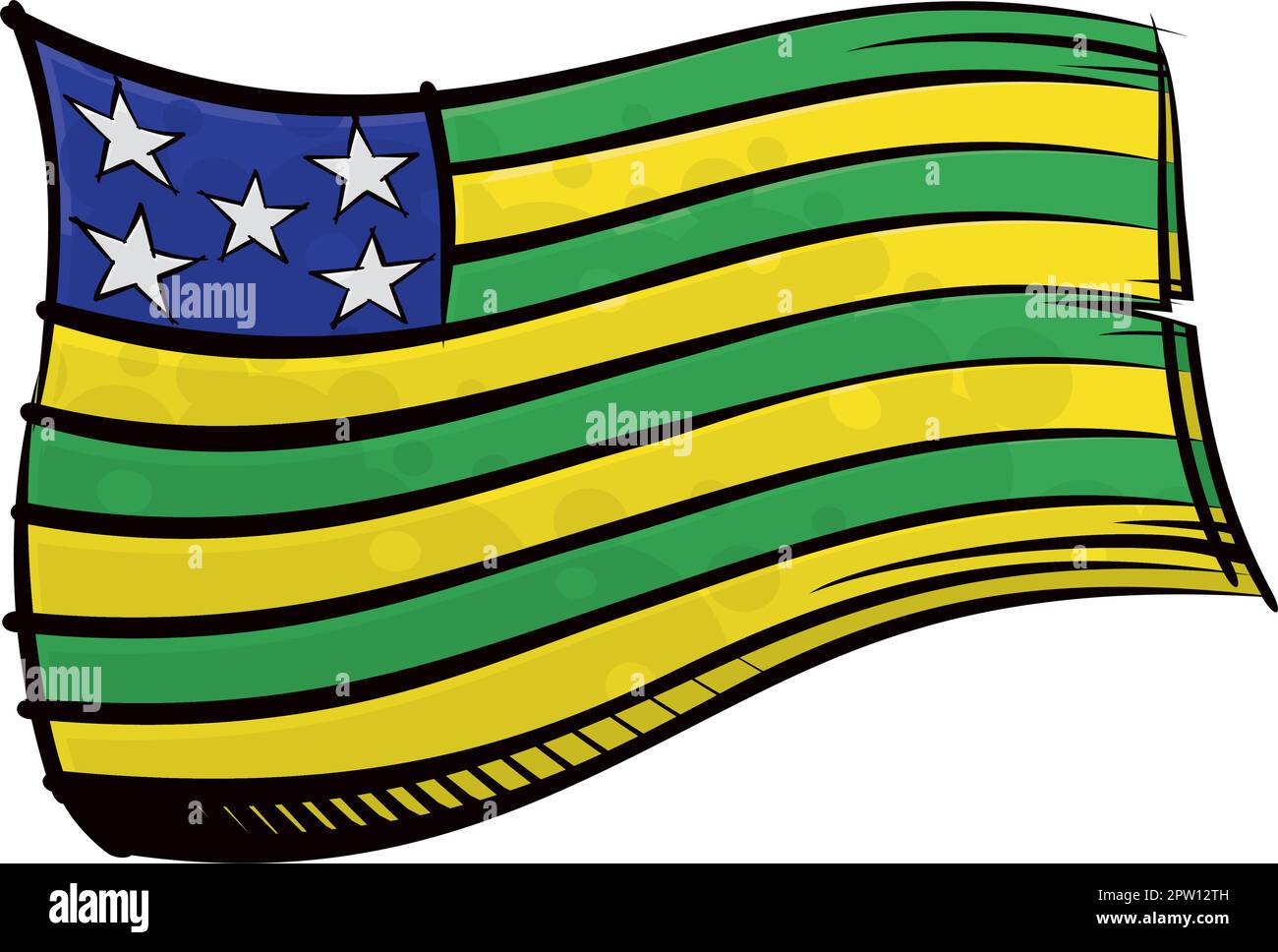 Drapeau de Goias peint agitant dans le vent Illustration de Vecteur