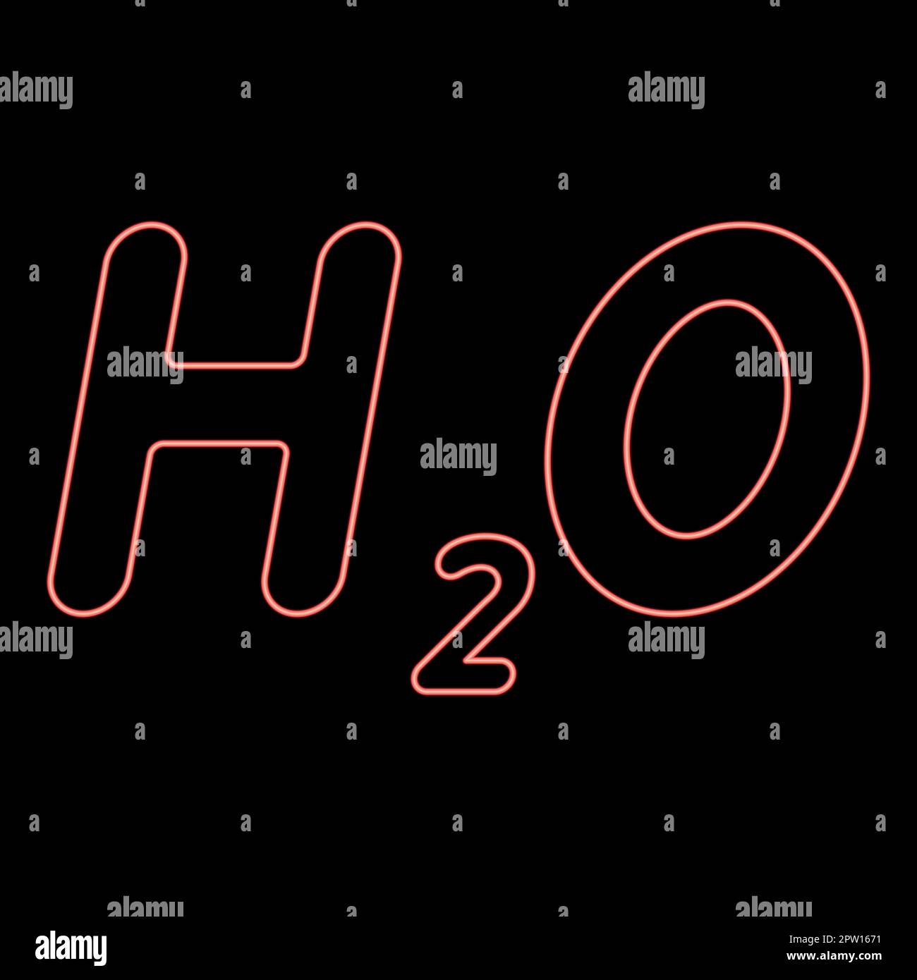 Formule chimique néon H2O vecteur de couleur rouge-eau illustration de style plat Illustration de Vecteur