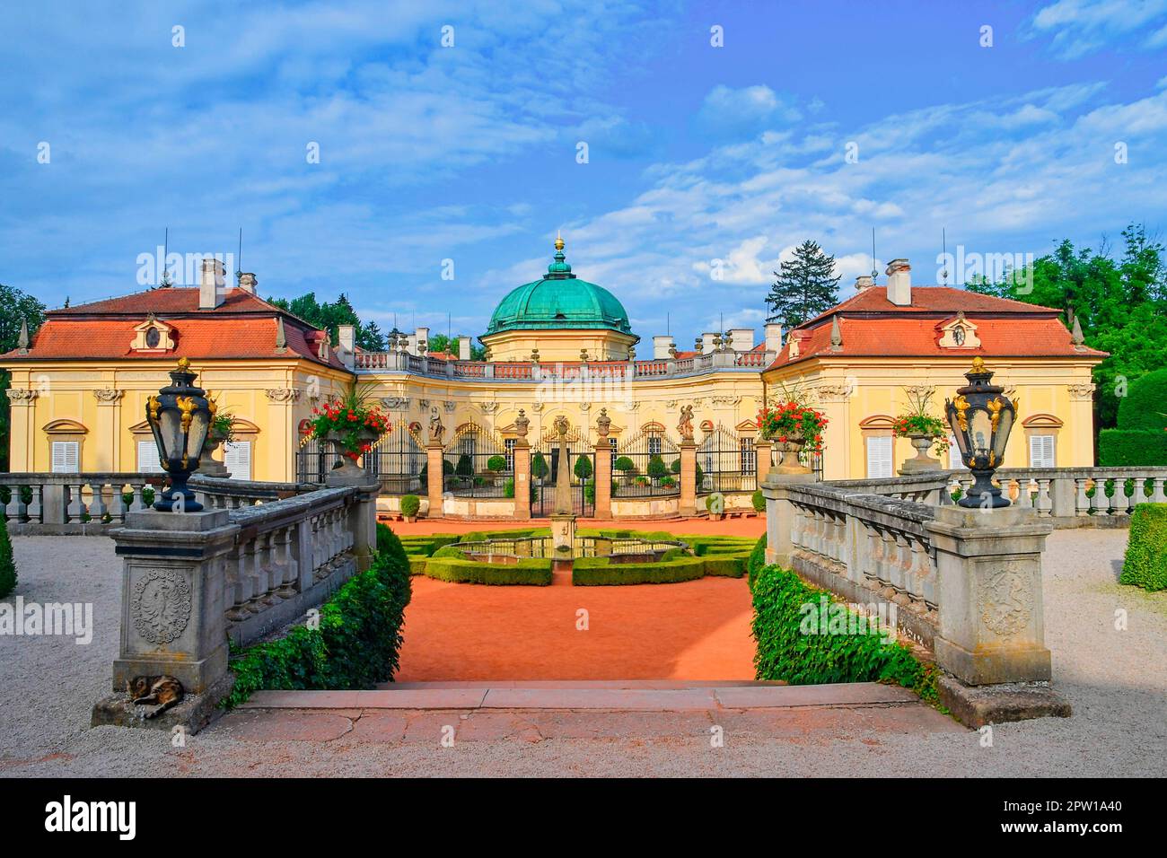 Buchlovice, République Tchèque - 12 juillet 2018 : le château Buchlovice est conçu dans le style baroque italien. Région Moravie du Sud, République tchèque. Banque D'Images