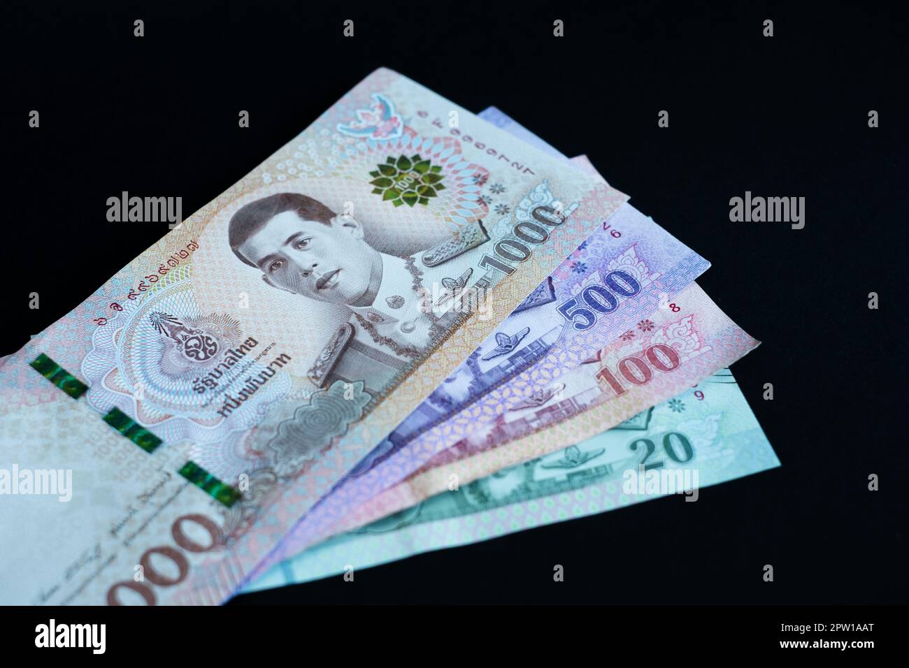 Billets de banque thaïlandais baht. Argent comptant de la Thaïlande. Banque D'Images