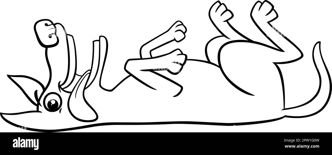 chien de dessin animé couché et collant hors de la page de couleur de la langue Illustration de Vecteur