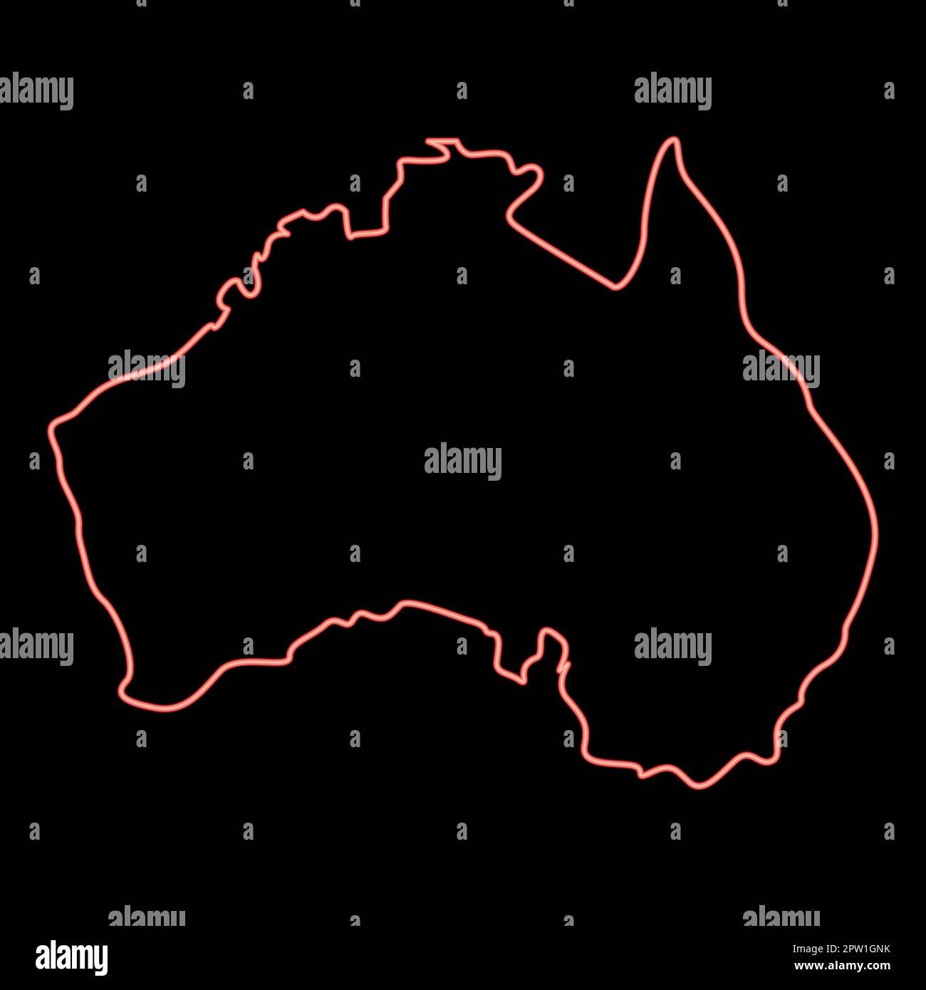 Carte néon de l'australie rouge couleur vecteur illustration image style plat Illustration de Vecteur