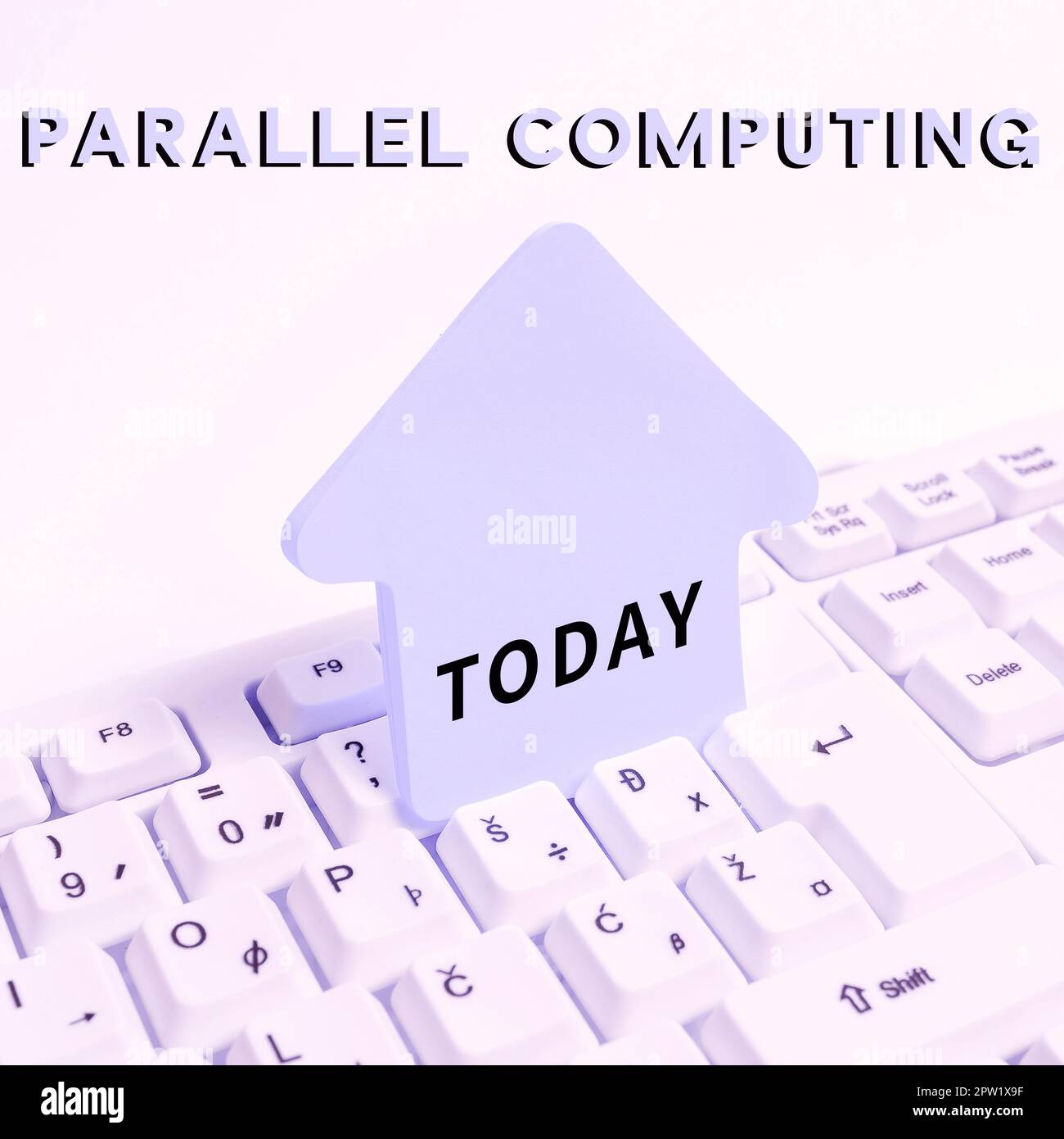 Affiche Parallel Computing, Word pour le calcul simultané au moyen de logiciels et de matériel Banque D'Images