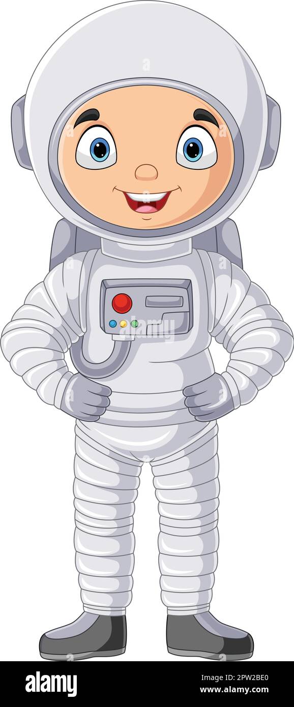 Astronaute de dessin animé debout sur fond blanc Illustration de Vecteur