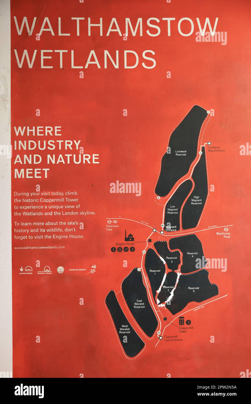 La Tour historique de Coppermill sur Walthamstow Wetlands, London Wildlife Trust, Royaume-Uni Banque D'Images