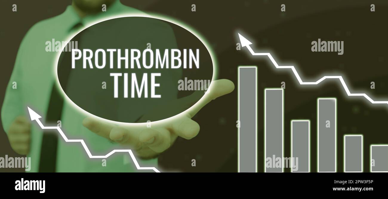 Signe de texte montrant le temps de prothrombine, concept signifiant évaluer votre capacité à former correctement des caillots sanguins Banque D'Images