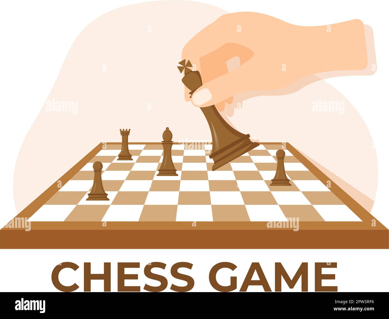 Illustration du Chess Board à damier avec des pièces en noir et blanc pour Hobby ou Tournoi pour Web Banner en dessin animé Illustration des modèles Illustration de Vecteur