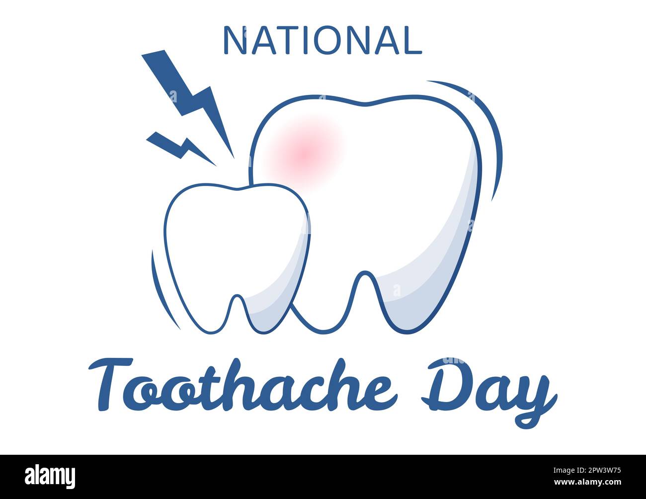 Journée nationale des maux de dents sur 9 février avec des dents pour l'hygiène dentaire afin de ne pas causer de douleur dans le dessin main de dessin animé de dessin animé à plat Illustration Banque D'Images