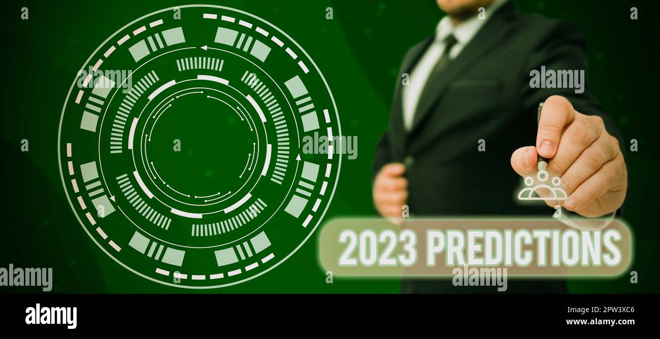 Écriture manuelle signe 2023 prédictions, mot écrit sur la liste des