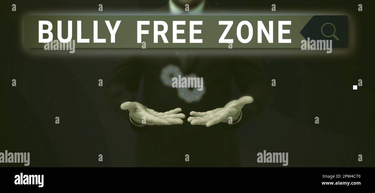 L'écriture à la main signe Bully Free zone, mot pour être respectueux à d'autres brimades n'est pas autorisé ici Banque D'Images
