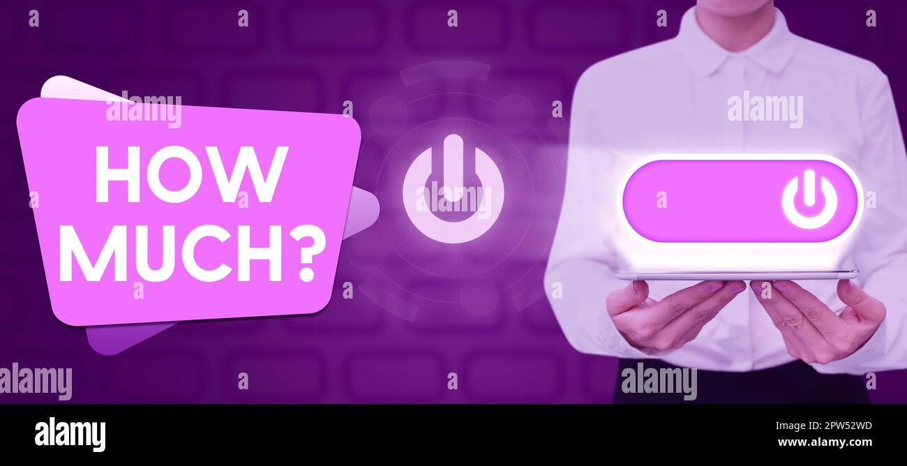 Légende de texte présentant combien, photo conceptuelle demander le montant ou le coût de quelque chose quel montant ou prix Banque D'Images