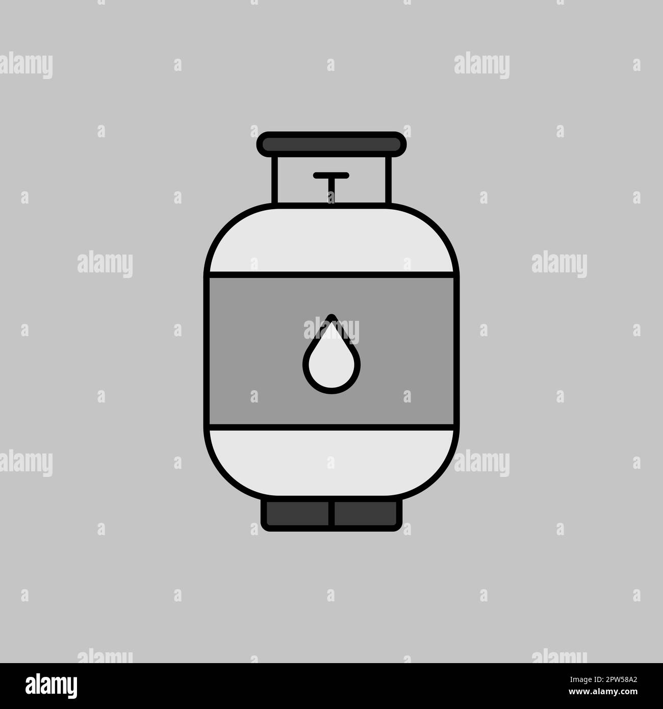 Icône en niveaux de gris vecteur de bouteille de propane. Affiche barbecue et barbecue. Symbole graphique pour le site Web de cuisine et la conception d'applications, le logo, l'application, l'interface utilisateur Banque D'Images