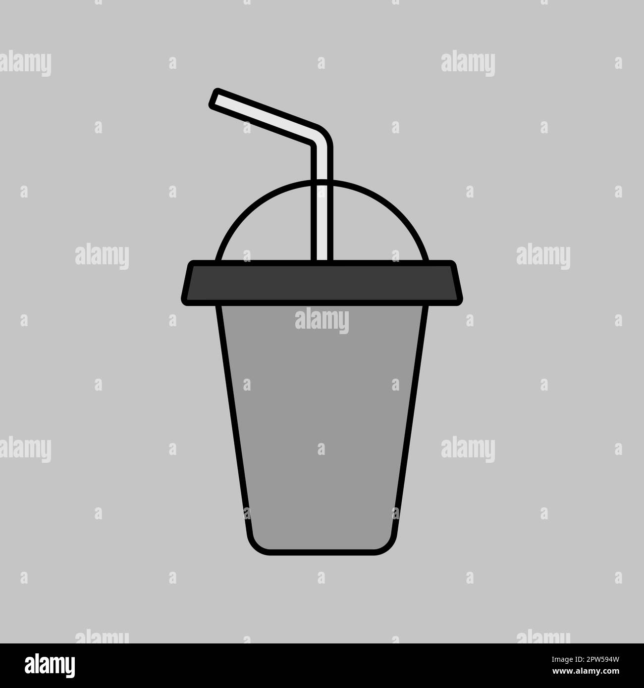 Icône de l'échelle de gris vectorielle de la boisson gazeuse. Affiche de restauration rapide. Symbole graphique pour le site Web de cuisine et la conception d'applications, le logo, l'application, l'interface utilisateur Banque D'Images