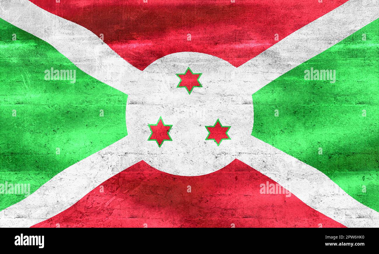 Drapeau du Burundi - drapeau du tissu de l'ondulation réaliste Banque D'Images