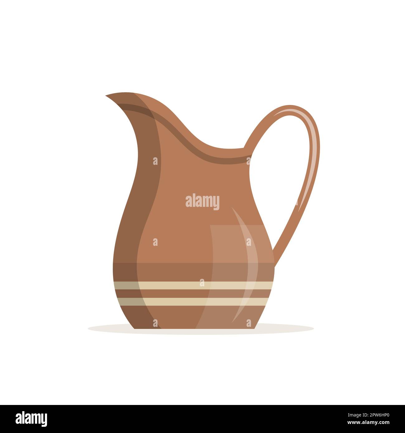 Vieille verseuse en argile avec poignée. Poterie rustique Illustration de Vecteur