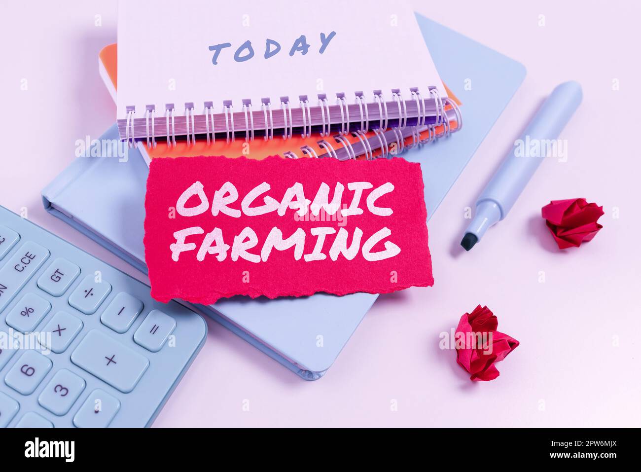 Légende de texte présentant l'agriculture biologique, mot pour le système agricole qui utilise la lutte antiparasitaire écologique Banque D'Images