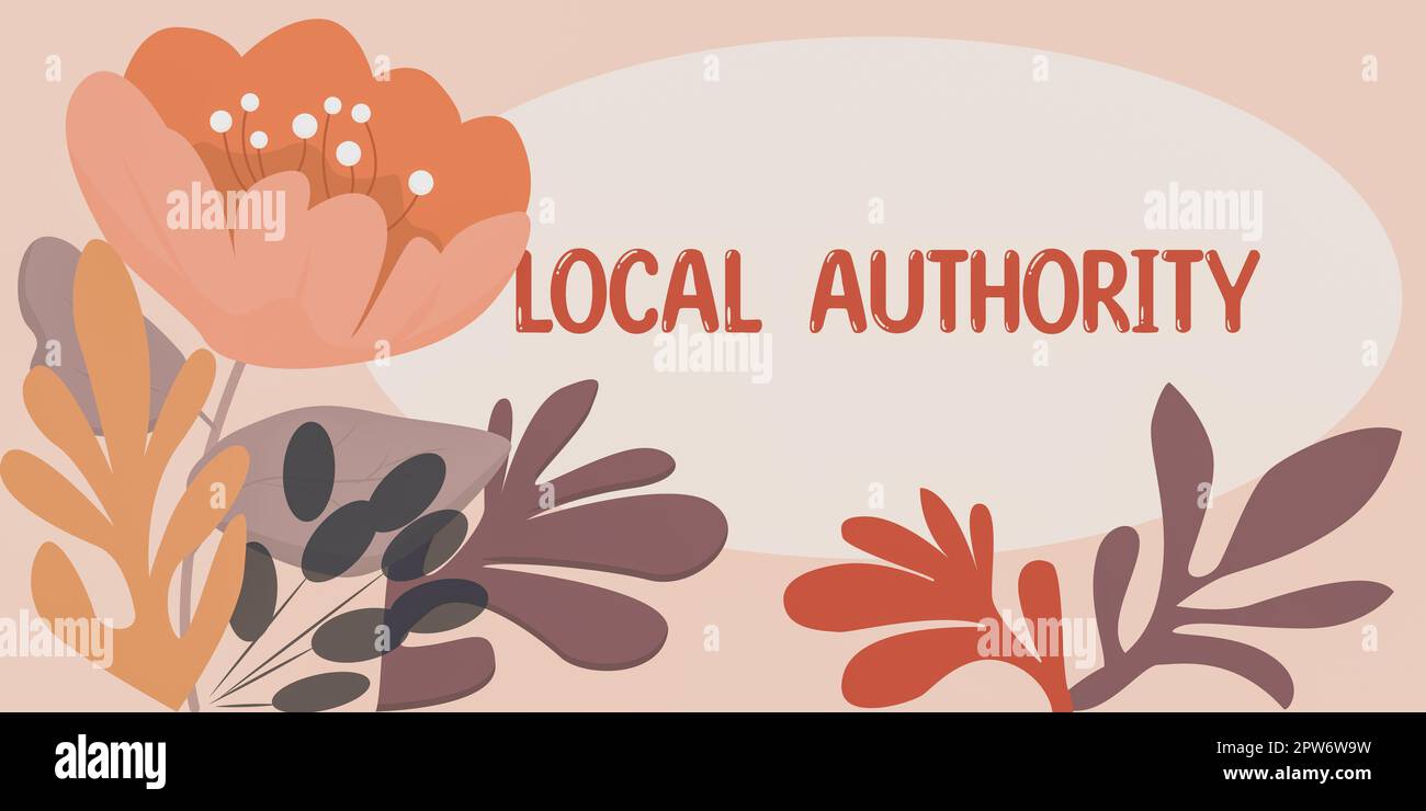 Texte d'écriture Autorité locale, mot pour le groupe de personnes qui gouvernent une région, en particulier une ville Banque D'Images