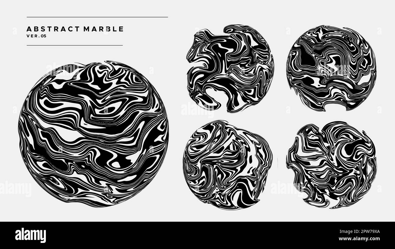 Modèle moderne à motif cercles de marbre. Ensemble vectoriel d'huile liquide abstrait. Illustration de Vecteur