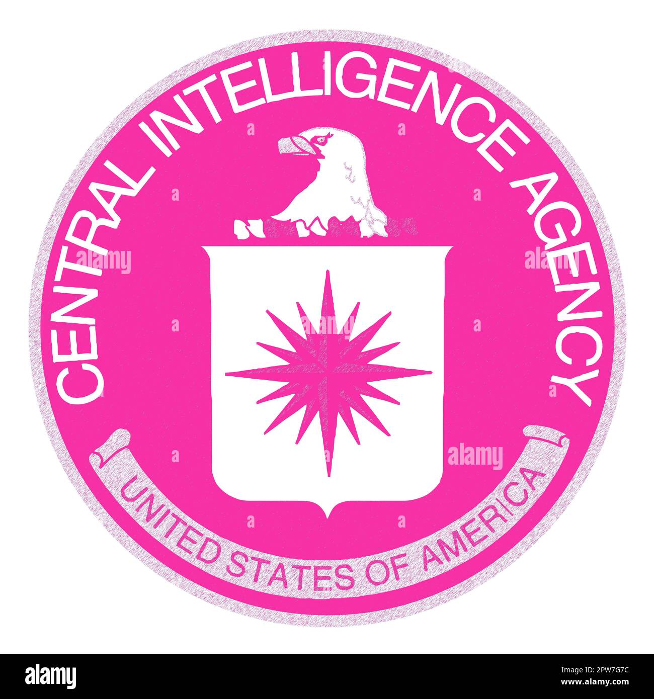 Logo de la Central Intelligence Agency des États-Unis d'Amérique en fond rose Banque D'Images