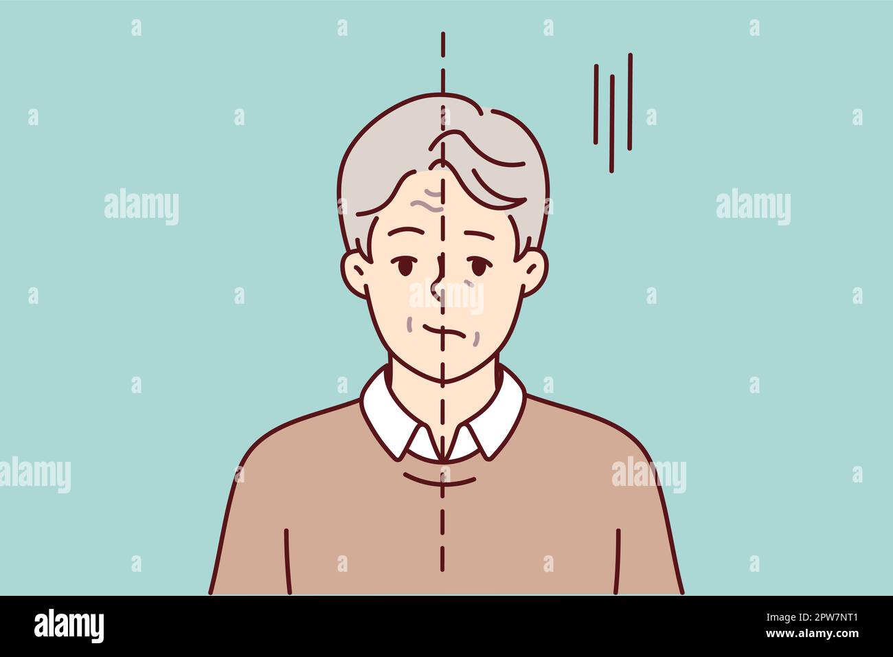 Homme solitaire souriant et triste en même temps éprouvant des problèmes psychologiques. Image vectorielle Illustration de Vecteur