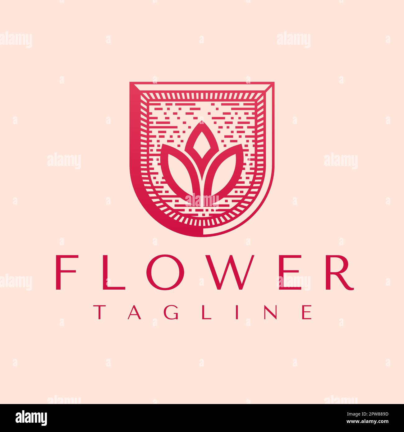 Modèle de conception de logo de fleur décoratif. Ligne artistique logo lotus vecteur. Illustration de Vecteur