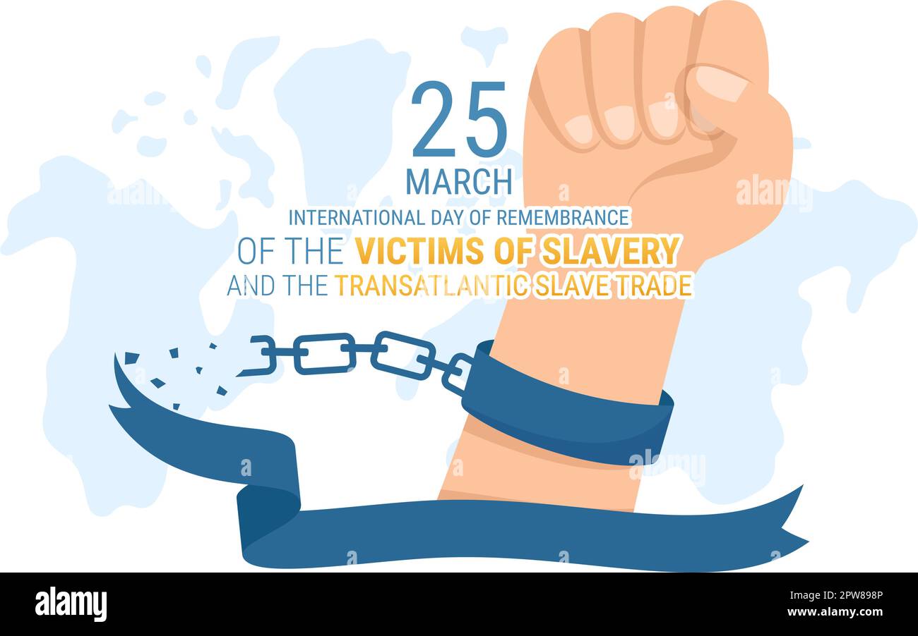 Journée internationale du souvenir des victimes de l'esclavage et de la traite transatlantique des esclaves Illustration tirée à la main avec menottes cassées sur la main Design Illustration de Vecteur