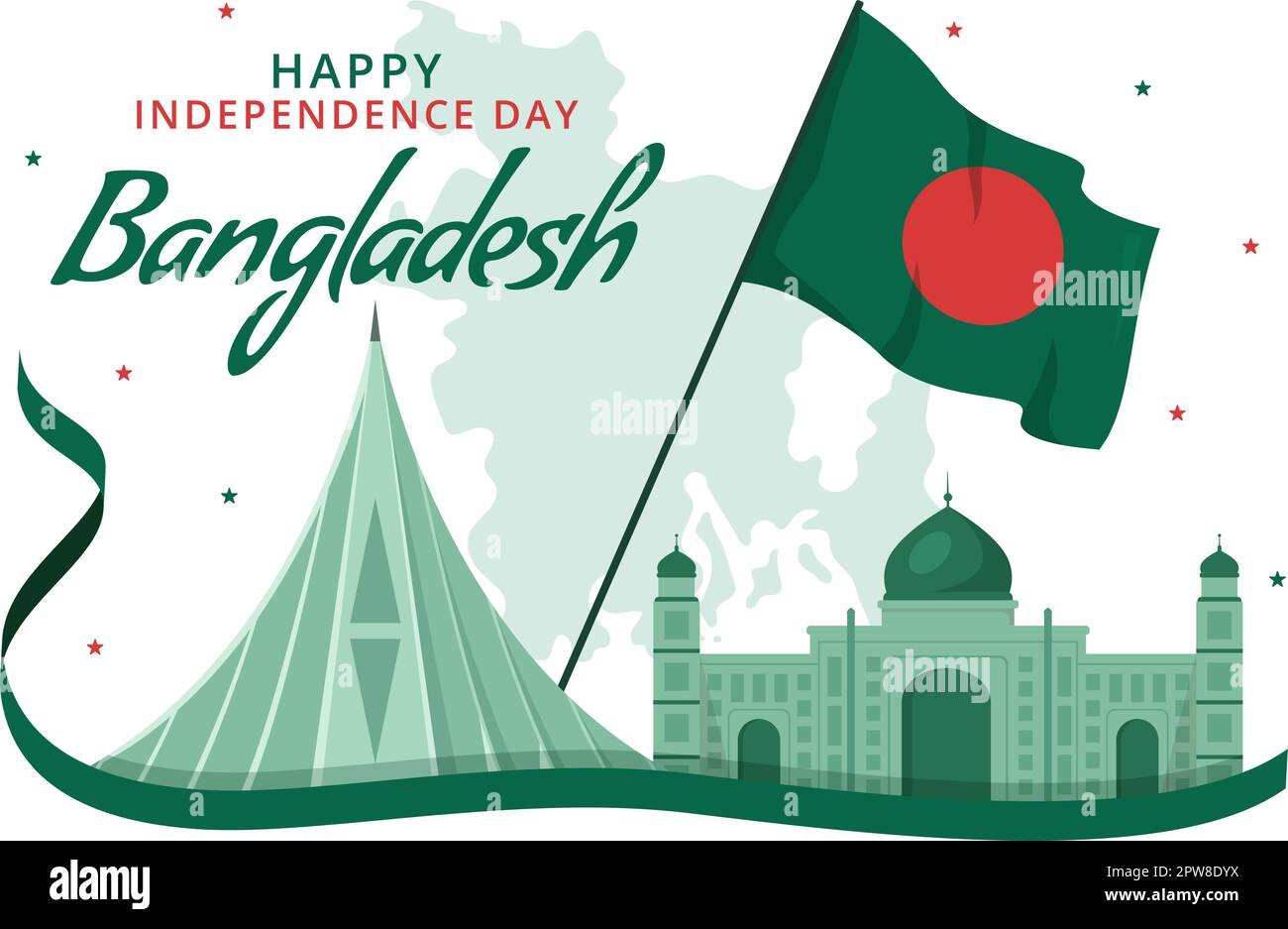 Happy Independence Day of Bangladesh sur 26 mars Illustration avec drapeau de la marche et la victoire de vacances dans la main plate dessinée pour les modèles de page d'arrivée Illustration de Vecteur