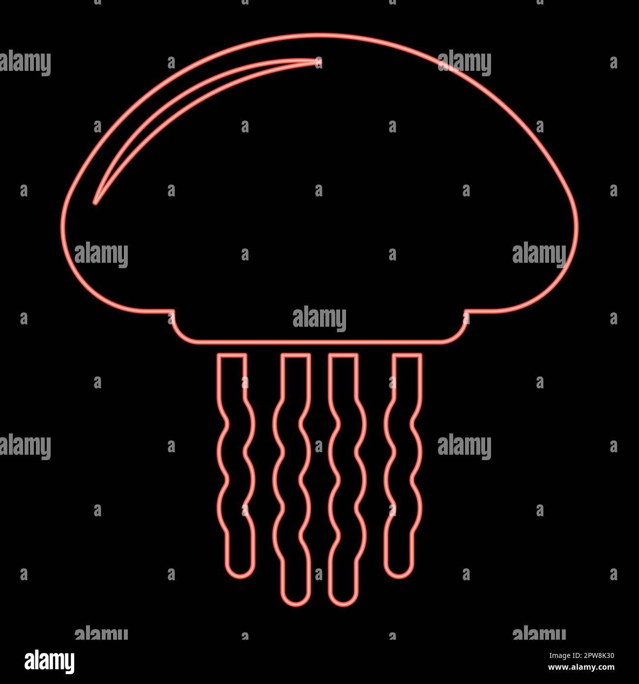 Neon medusa jellyfish rouge couleur vecteur illustration image style plat Illustration de Vecteur