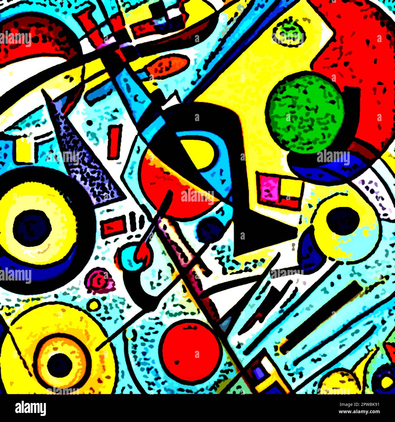 Carte tendance aux formes abstraites pour l'impression. À utiliser pour la couverture, le papier peint, les œuvres d'art murales Inspiration de l'art de Kandinsky Banque D'Images Carte tendance aux formes abstraites pour l'impression. À utiliser pour la couverture, le papier peint, les œuvres d'art murales Inspiration de l'art de Kandinsky Banque D'Images