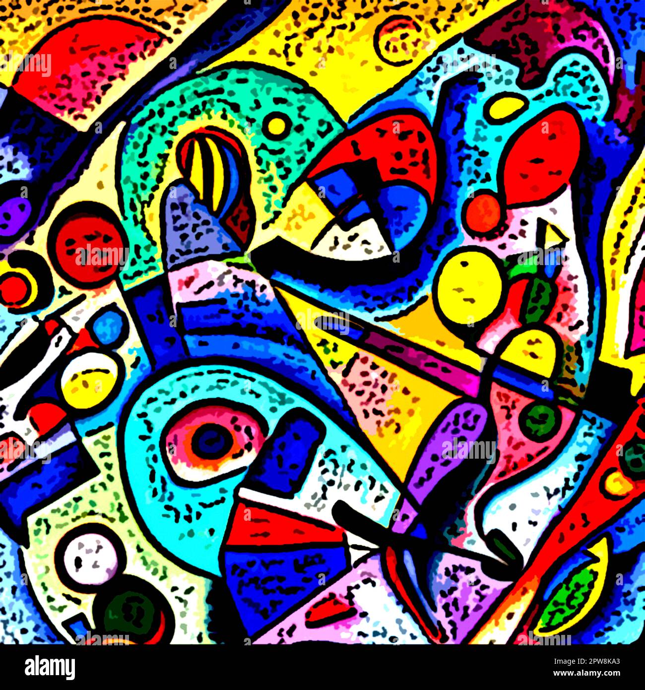 Carte tendance aux formes abstraites pour l'impression. À utiliser pour la couverture, le papier peint, les œuvres d'art murales Inspiration de l'art de Kandinsky Banque D'Images Carte tendance aux formes abstraites pour l'impression. À utiliser pour la couverture, le papier peint, les œuvres d'art murales Inspiration de l'art de Kandinsky Banque D'Images