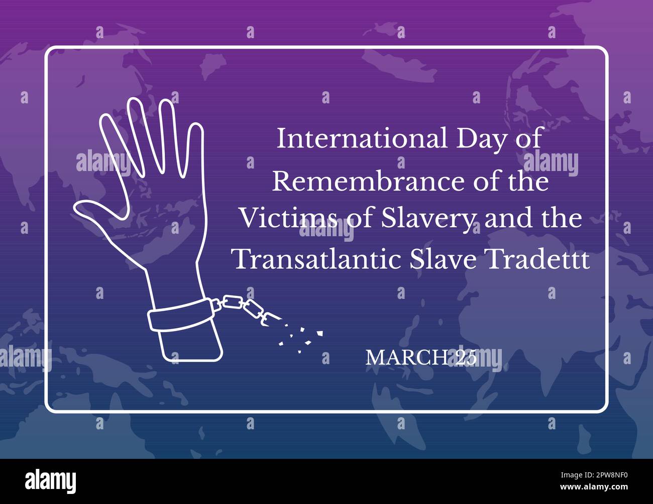 Journée internationale du souvenir des victimes de l'esclavage et de la traite transatlantique des esclaves Illustration tirée à la main avec menottes cassées sur la main Design Illustration de Vecteur