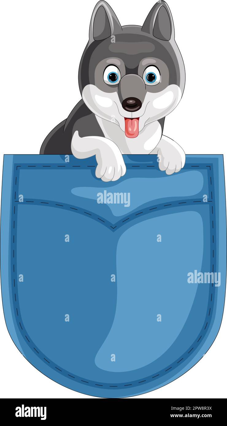 Caricature husky sibérien dans la poche Illustration de Vecteur