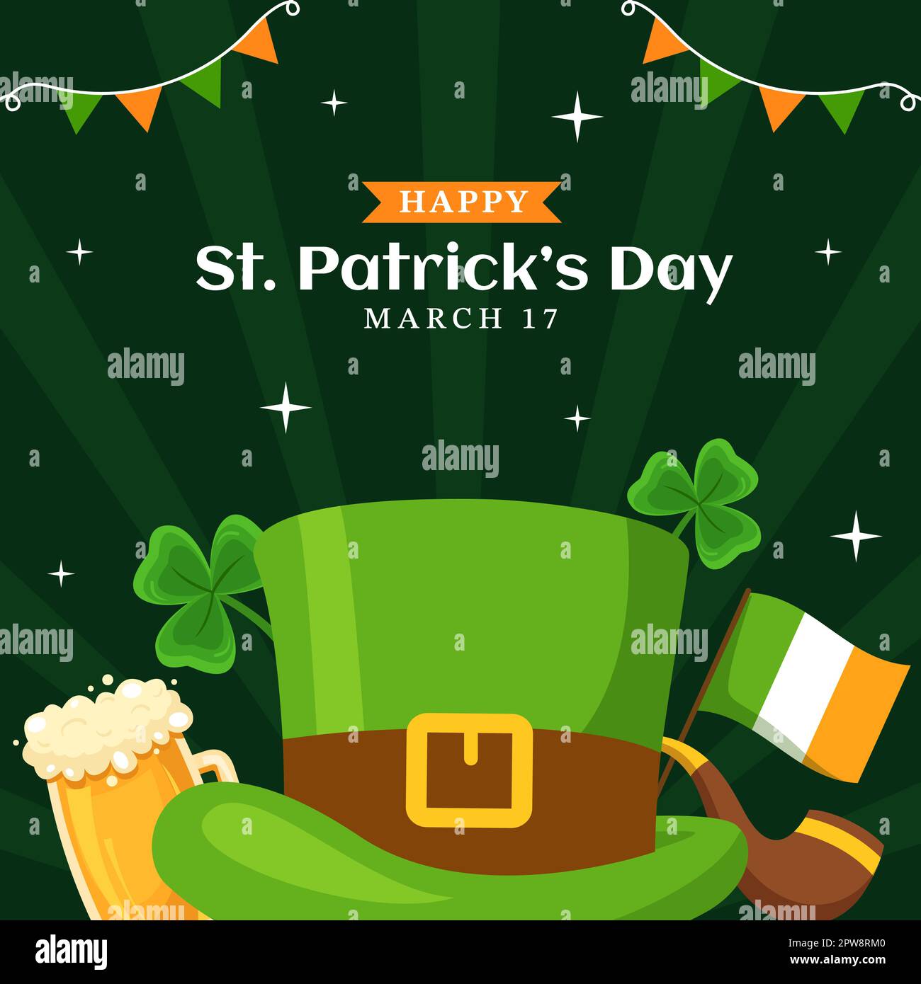 Happy St Patricks Day social Media fond Illustration dessin à la main de dessins de dessin animé Illustration de Vecteur