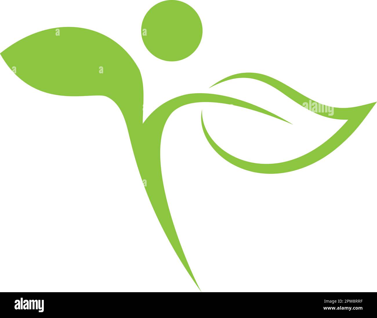 Personne, humain et feuilles, chiropraticien, naturopathe et logo de jardinier, icône Illustration de Vecteur