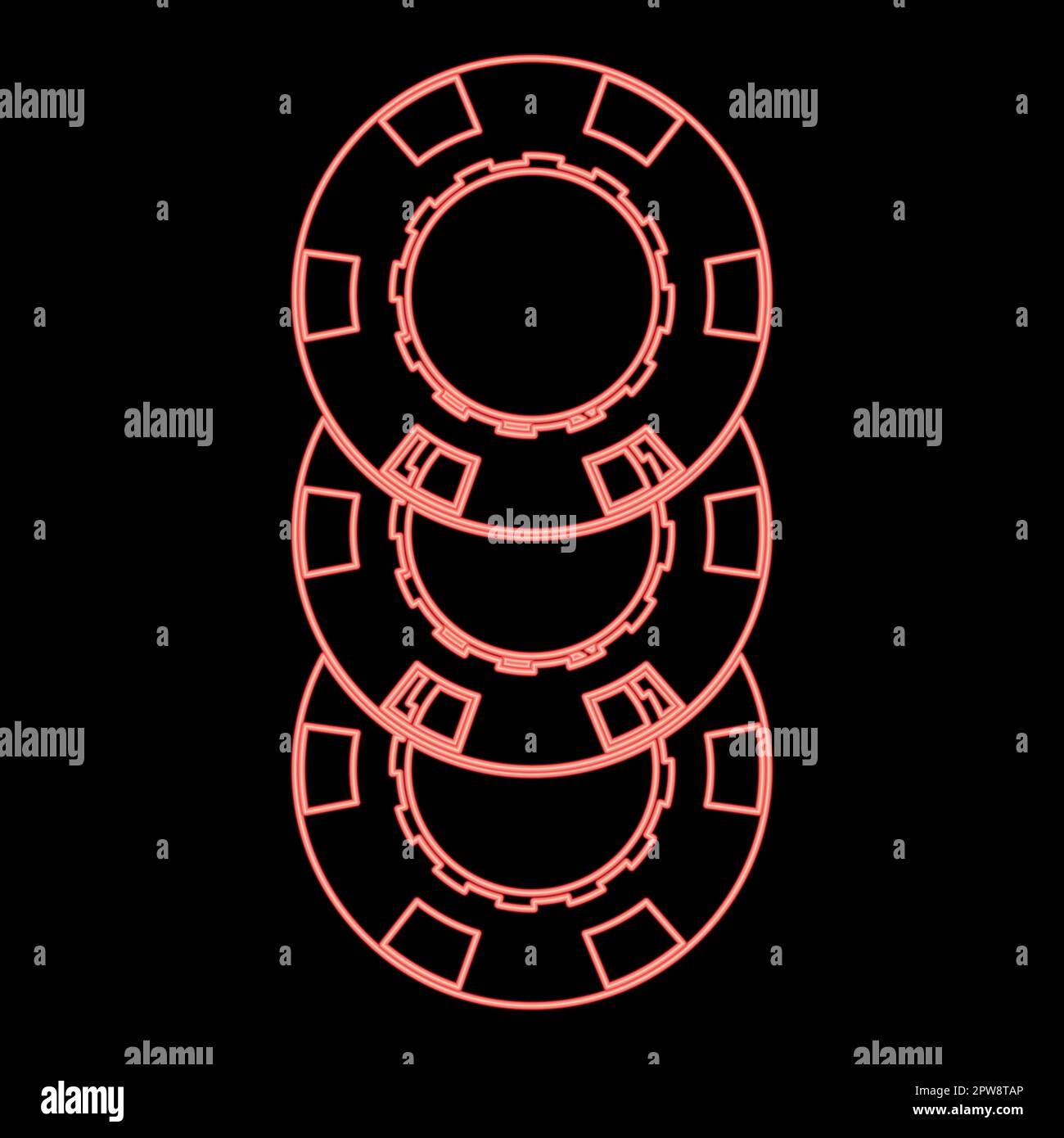Jetons de jeu au néon pièce de casino rouge couleur vecteur illustration image style plat Illustration de Vecteur