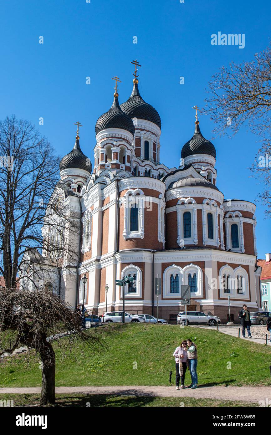 La cathédrale Alexander Nevsky, conçue par Mikhail Preobrazhensky dans un style typiquement russe de renouveau, à Toompea Hill, Vanalinn, Tallinn, Estonie Banque D'Images