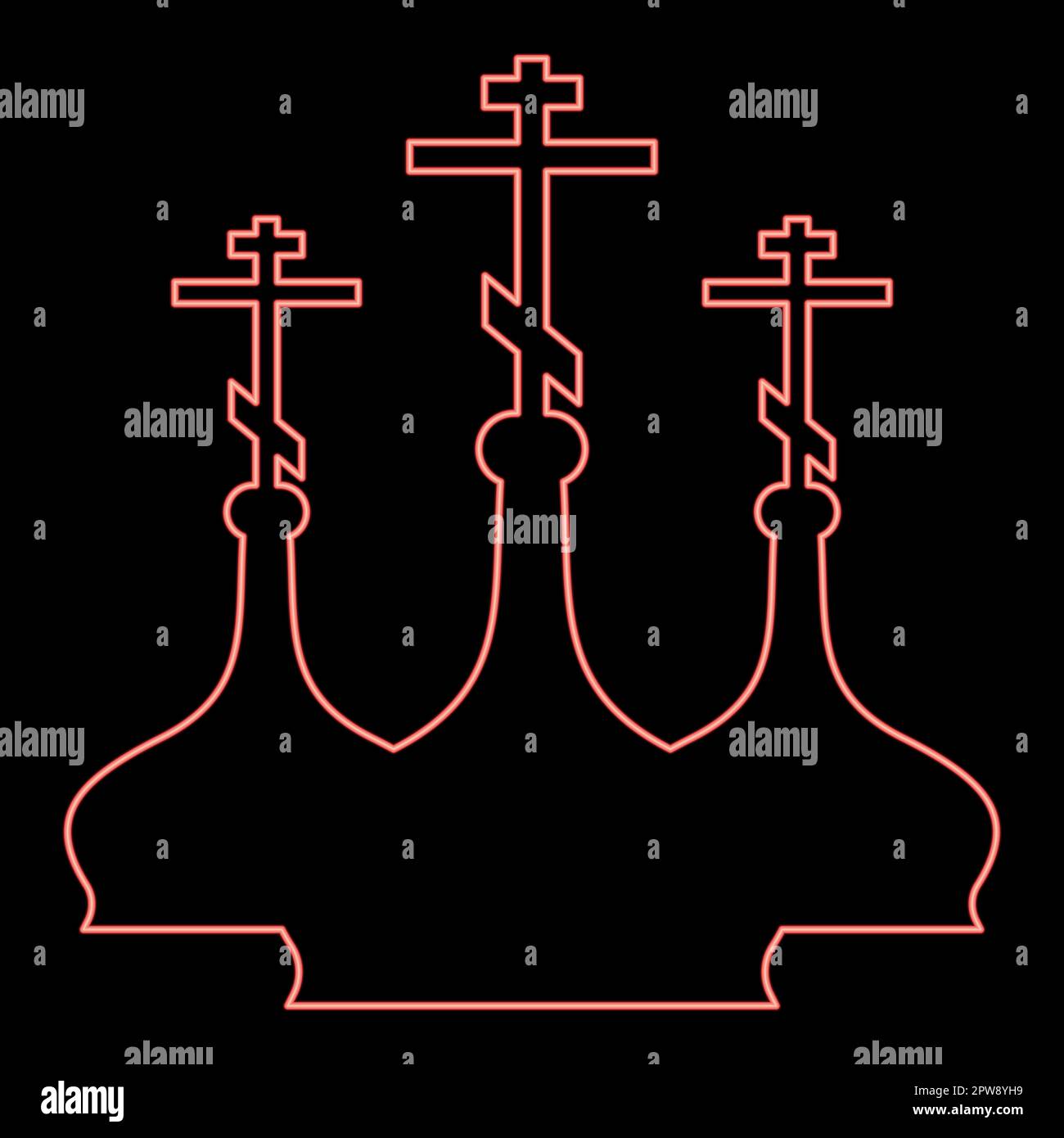 Dôme néon de l'église rouge vecteur de couleur illustration style plat Illustration de Vecteur