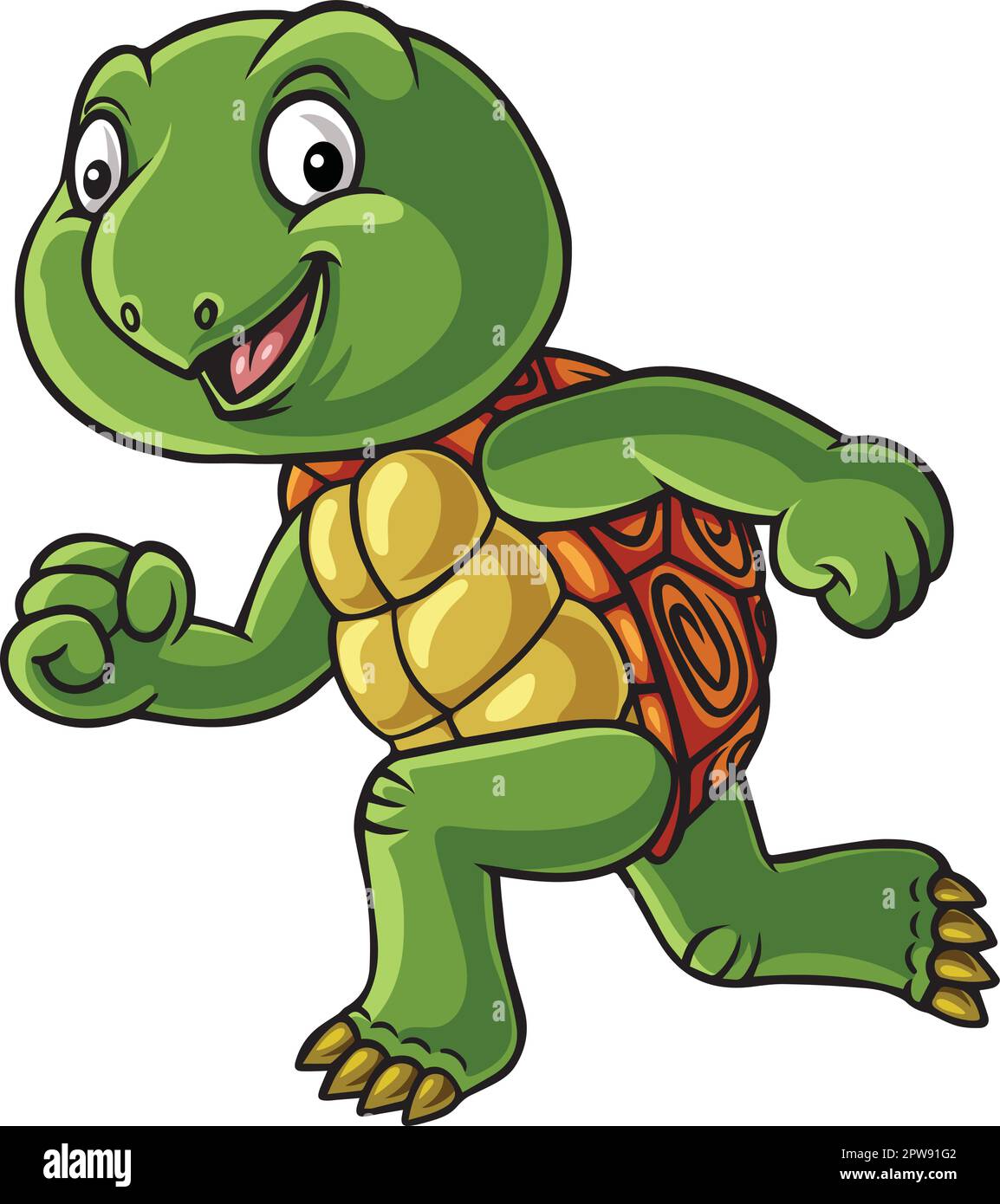 Adorable personnage de dessin animé tortue courant Illustration de Vecteur