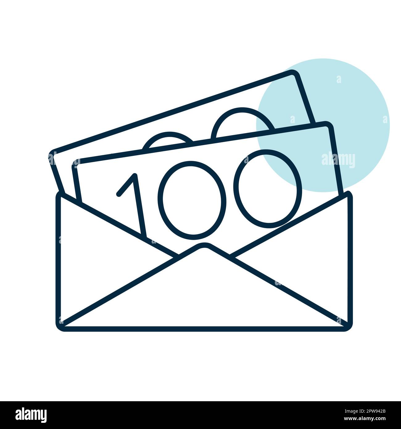 Enveloppe ouverte avec icône de vecteur isolé d'argent Illustration de Vecteur