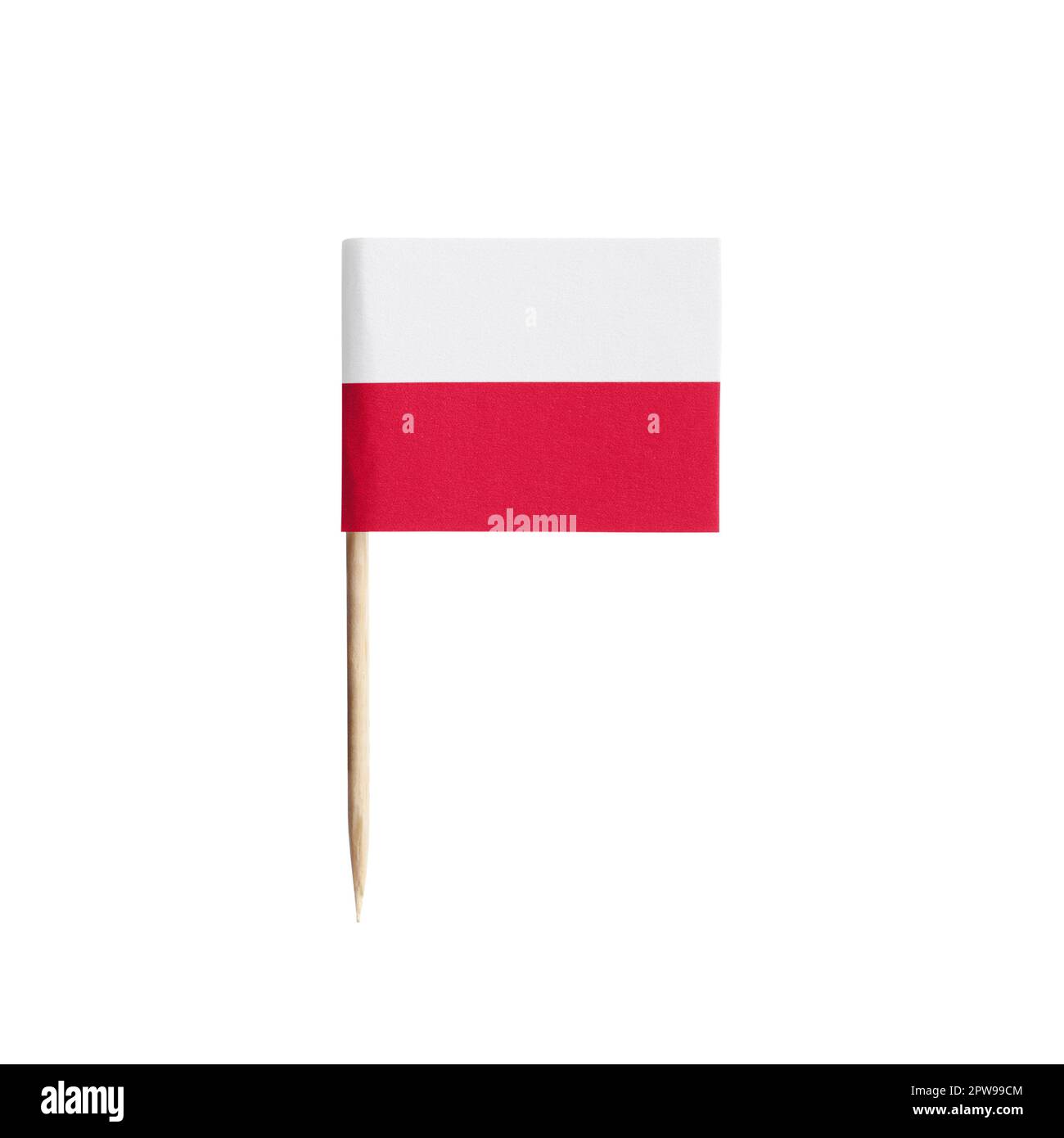 Petit drapeau en papier de la Pologne isolé sur blanc Banque D'Images
