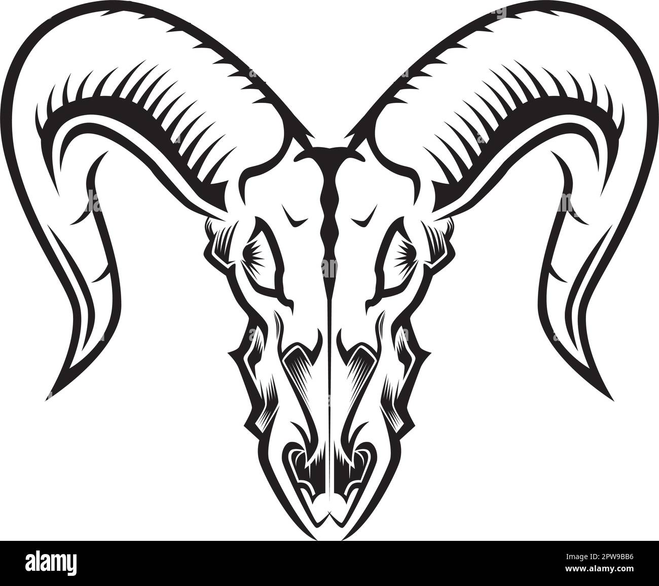 Illustration du crâne de chèvre avec style Silhouette Illustration de Vecteur