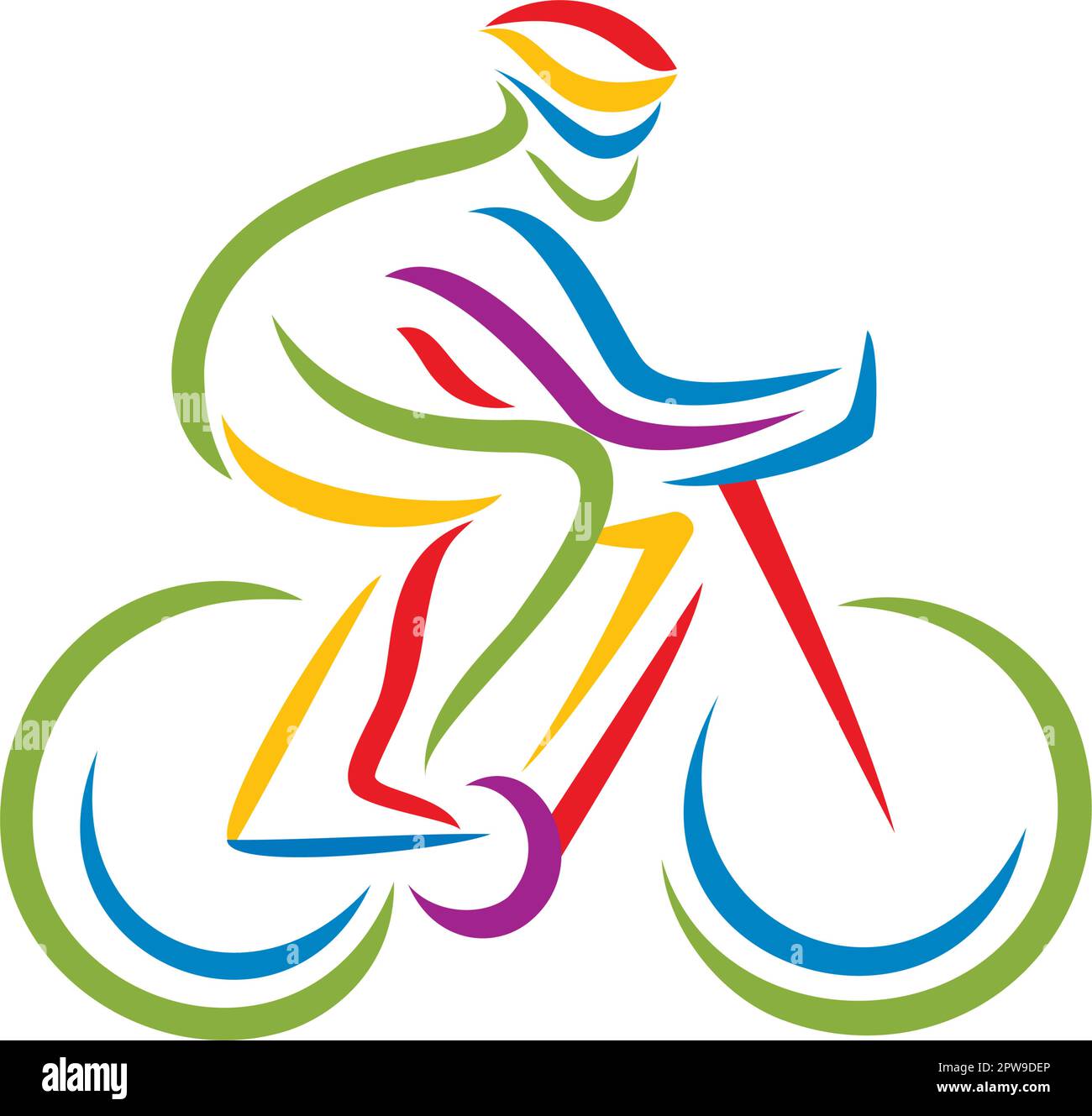 Illustration du motard de montagne coloré avec style Silhouette Illustration de Vecteur