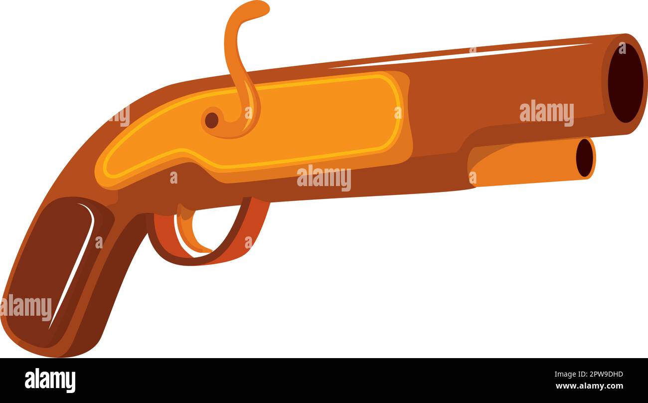 Illustration détaillée d'un ancien pistolet et d'un ancien pistolet Illustration de Vecteur