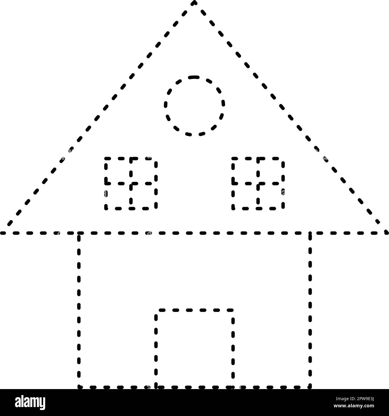 Maison de traçage lignes pointillées forme pour les enfants d'école maternelle et maternelle élément de feuille de travail pour la pratique de dessin Illustration de Vecteur